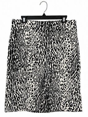 Talbots Black & White Leopard Print Pencil Skirt – Women’s Size 12 – Classic